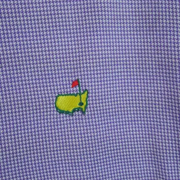 Augusta Masters Golf Polo Shirt XL Purple Houndstooth Cotton Old Money Preppy - Picture 3 of 5